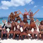 group picture at whitehaven beach