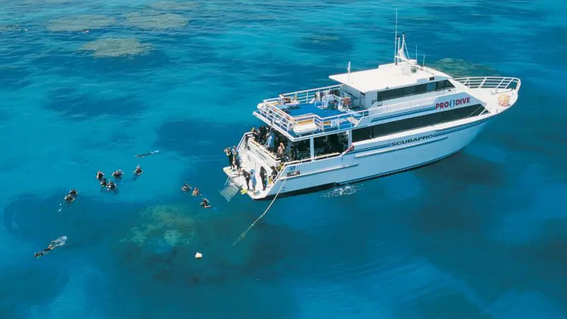 boat in the Great Barrier Reef