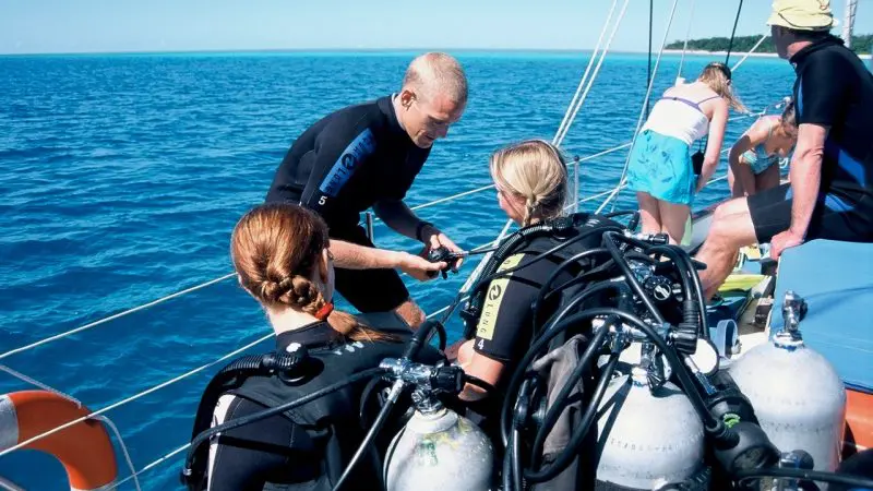 divers getting ready for first dive
