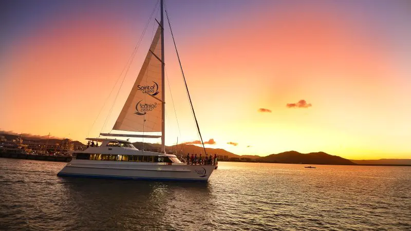 Cruise ship sailing the seas in the Harbour of Cairns