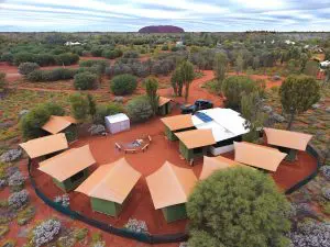 Picture of Campsite with safari tents at Uluru as part of group tour around the red centre