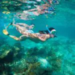 two snorkellers in the water at Ningaloo Reef