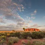 Experience the iconic Uluru glowing at sunset above sweeping grassy plains on a 3-night Uluru tour from Alice Springs to Yulara.