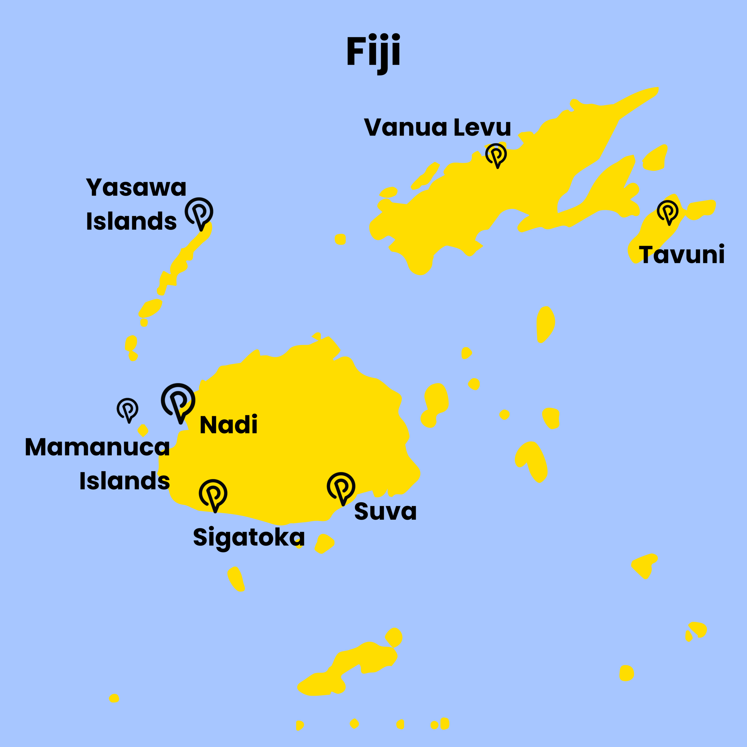 a map of Fiji mainland and the yasawa islands