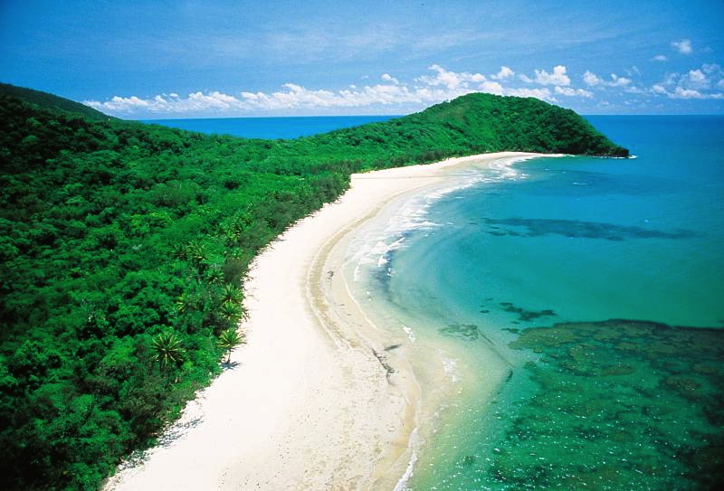Stunning aerial view of Daintree’s lush coastline, ideal for exclusive small group Cape Tribulation day tours and nature adventures.